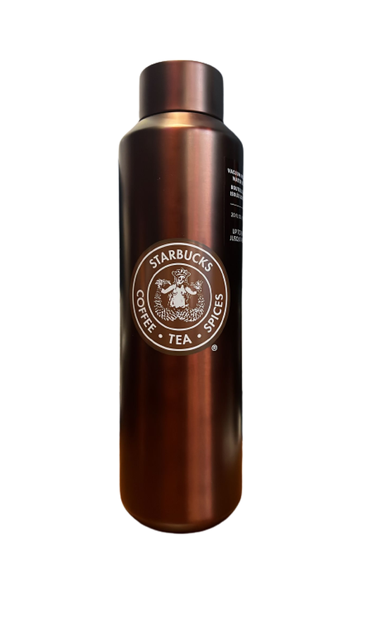 Starbucks Stainless Steel Water Bottle Brown Original Logo Pike Place New